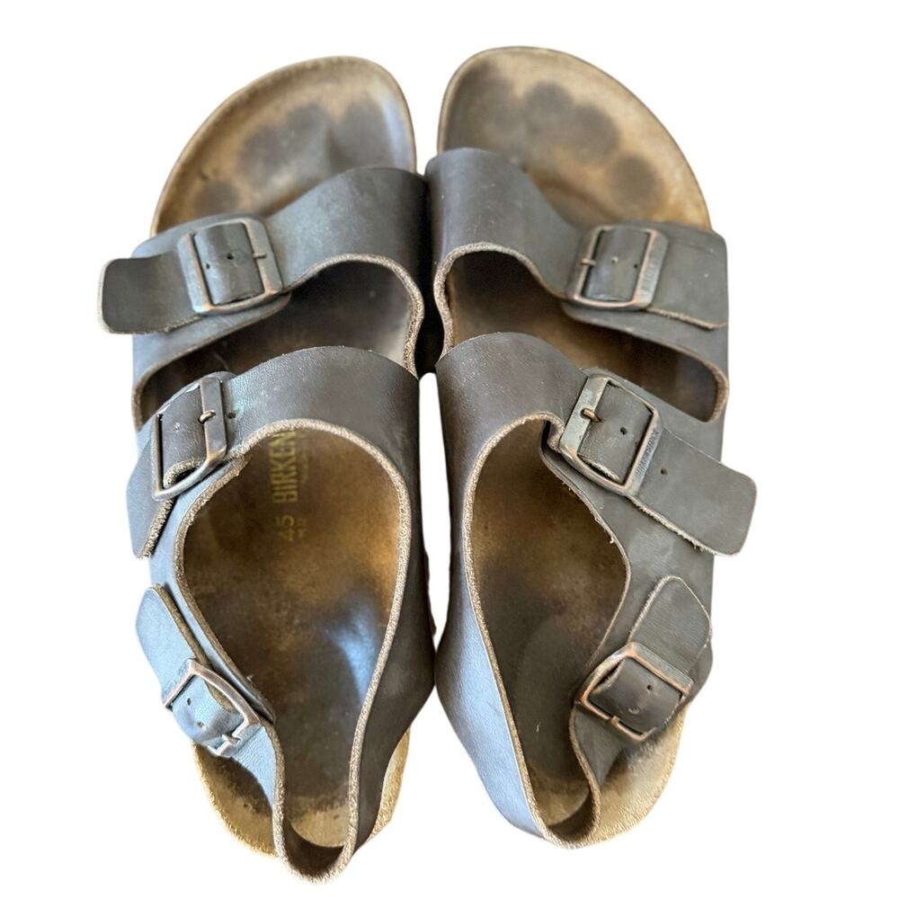 Birkenstock Milano Brown Leather Multi Buckle Cork Base Sandal Size 45 (12-12.5)
